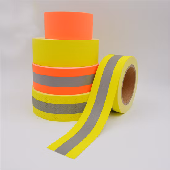 Fluorescent Yellow Flame Retardant Grade Cotton Reflective Warning Tape